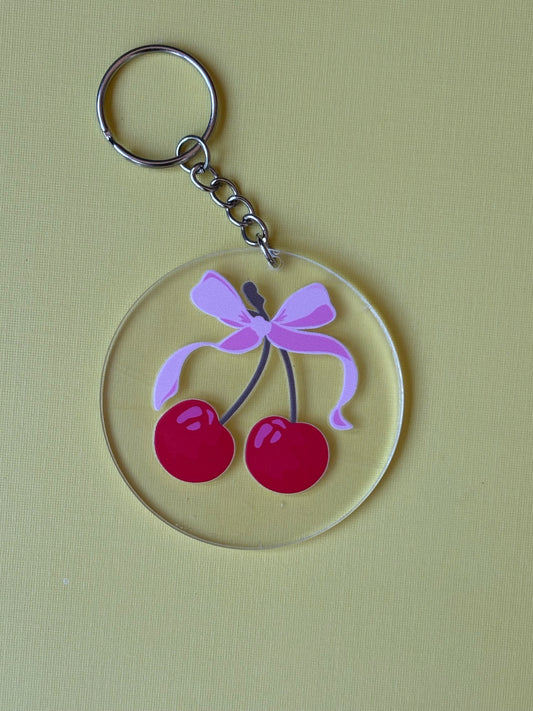 Cherries Circle Keychain