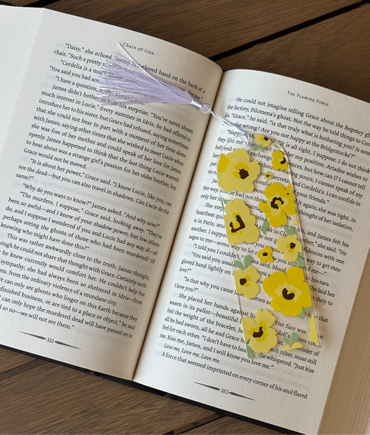 Yellow Floral Acrylic Bookmark