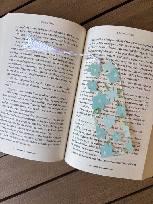 Blue Floral Acrylic Bookmark