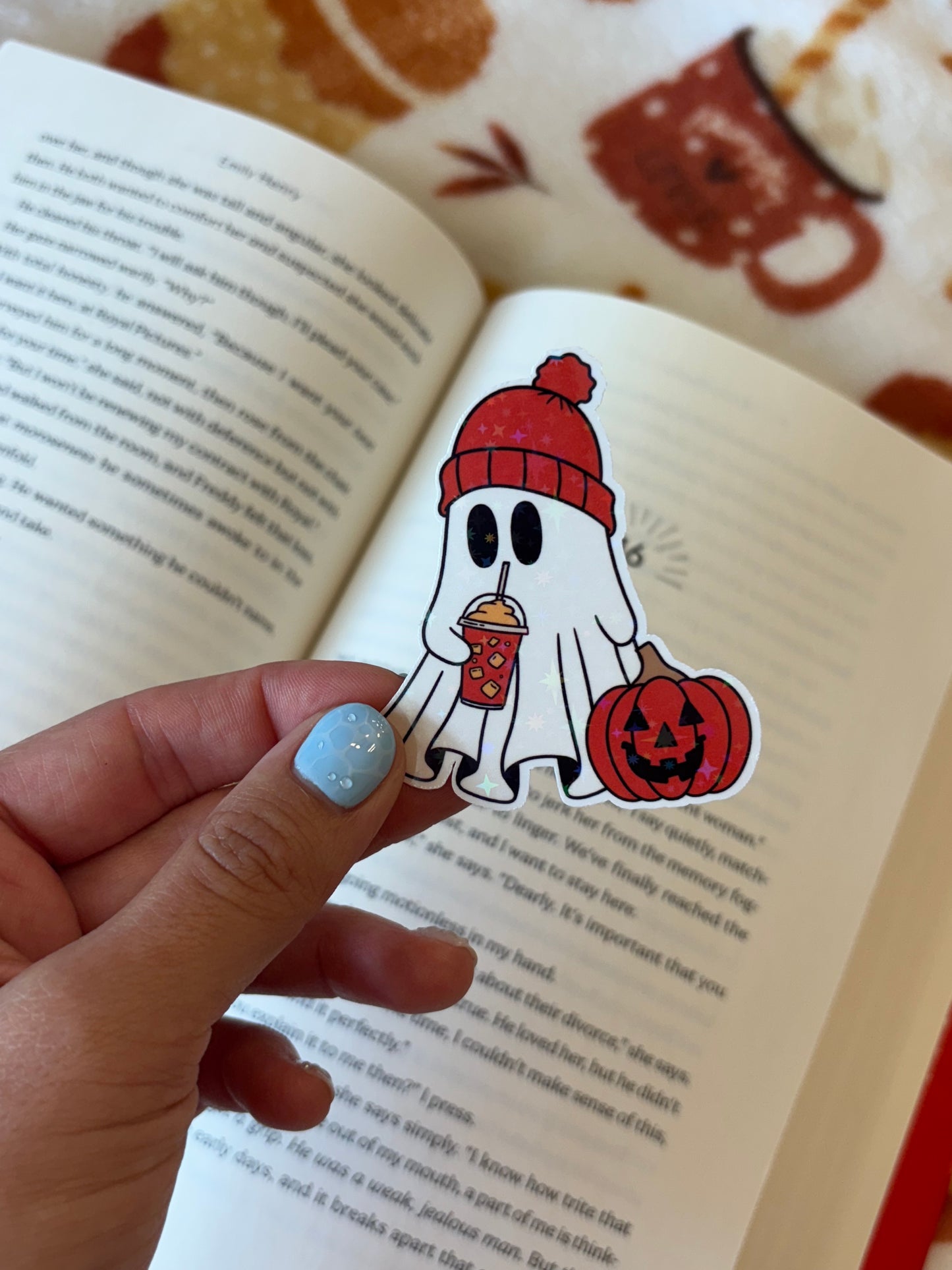 Fall Pumpkin Ghost (Sparkle) Sticker