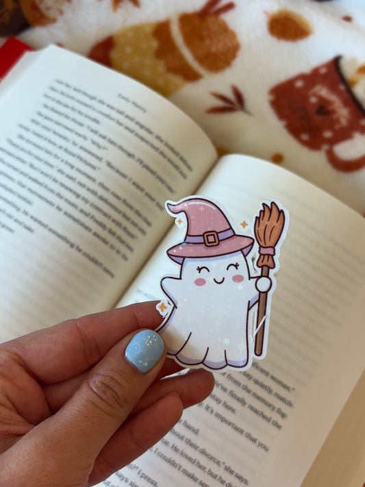 Whimsy Witch Ghost (Sparkle) Sticker
