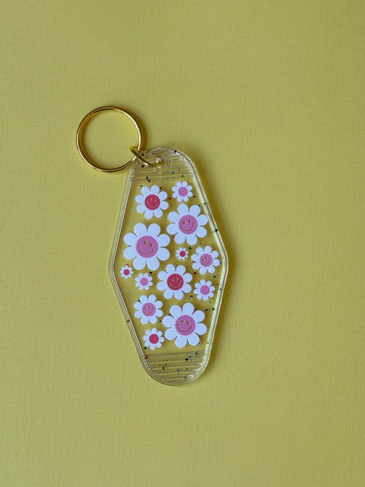 Happy Daisies Motel Keychain
