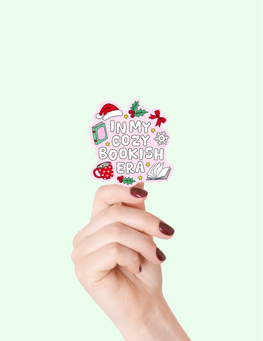 Festive Cozy Bookish Era Sticker